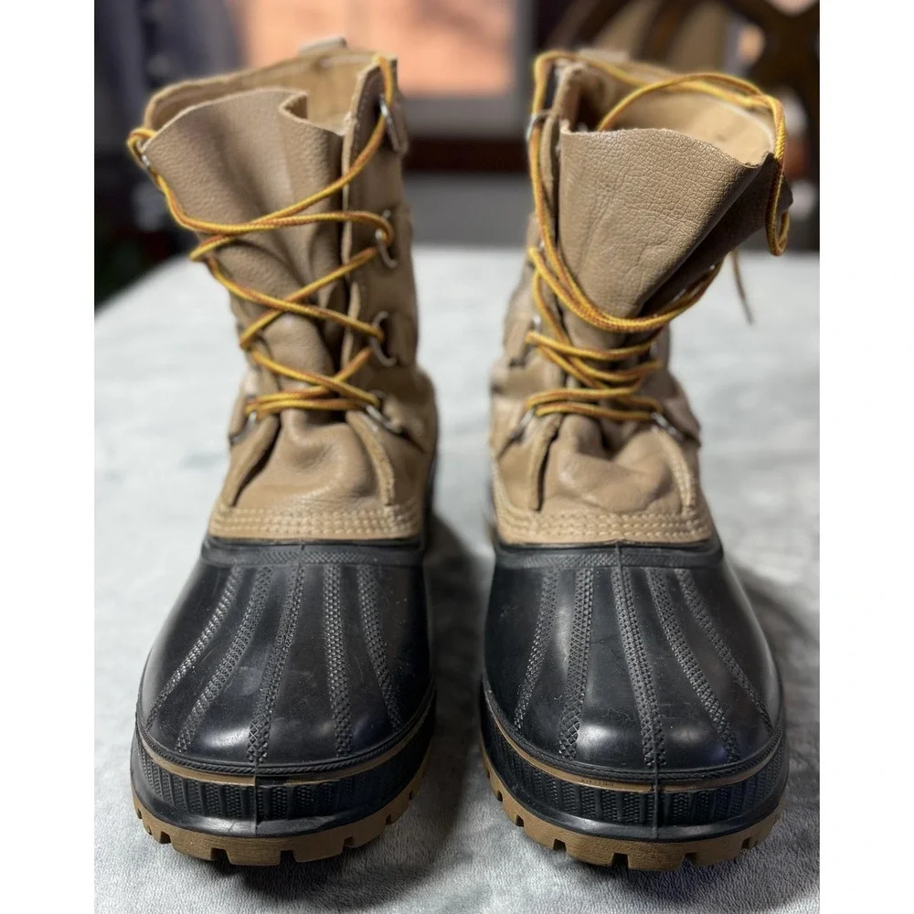 Vintage Sorel Boots Mens Size‎ 9 Tan Black Duck Leather Snow Steel Shank USA